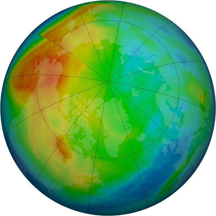 Arctic ozone map for 09 December 1993